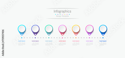 Infographic 7 options design elements for your business data. Vector Illustration. photo