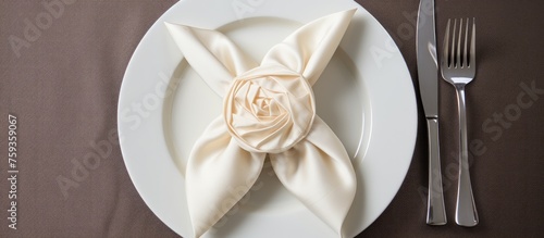 Elegant folded napkin for a wedding table setting