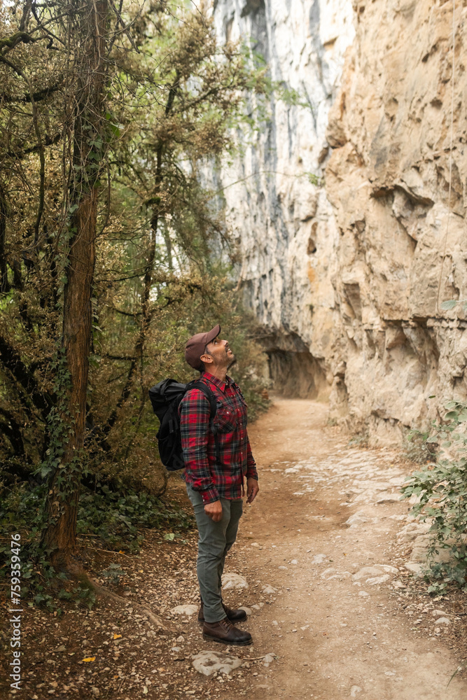 explorer man on the mountain in nature explorer man on the mountain in nature