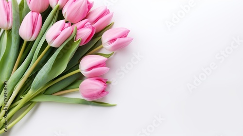 bouquet of tulips isolated on white with copy space 