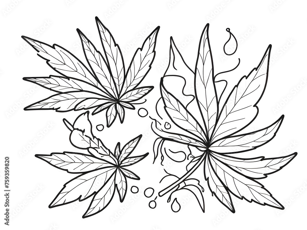 Fototapeta premium Coloring Book Cannabis Leaf
