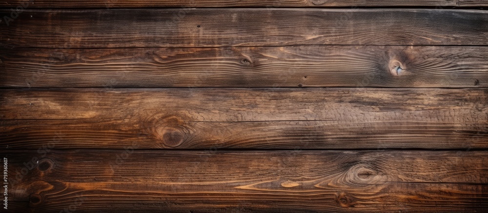 Fototapeta premium Close-up texture of aged wooden boards. Vintage natural hardwood surface. Weathered old planks wall detail. High-contrast wood background.