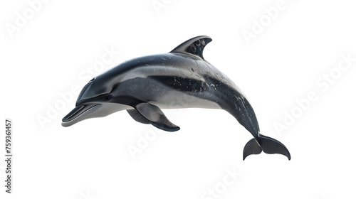 Dolphin jumping out of the water isolated on white background as transparent PNG