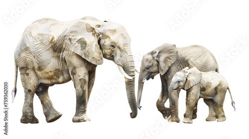 Watercolour style clipart bundle of african elephants  adult and baby  isolated on a white background