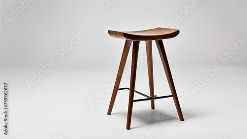 Image with wooden a stool on white background. generative AI.