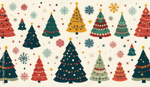 merry christmas pattern or christmas tree with red balls or christmas tree with balls or red christmas tree or christmas seamless pattern with trees or christmas seamless pattern © Rahmat 