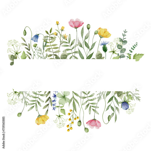 Watercolor Meadow Flower Frame