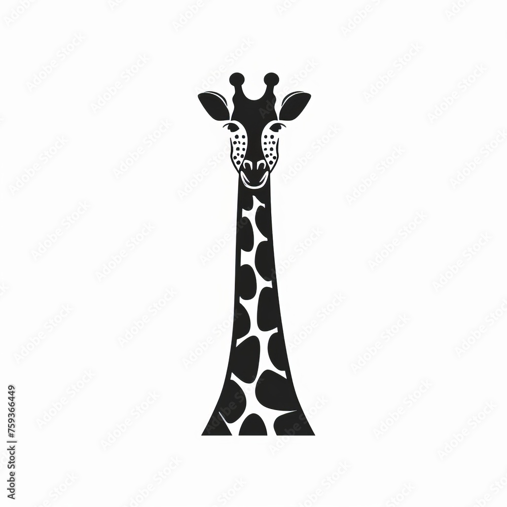 Giraffe logo with long rectangular shape decorated