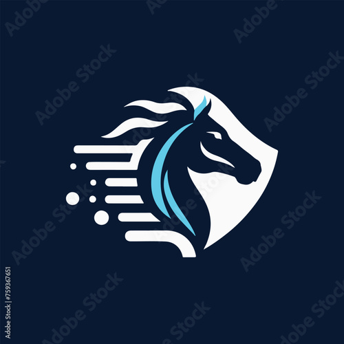 White horse of defense and protection, design logo