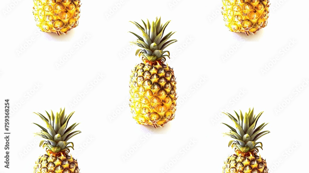 Pineapple pattern on white background, watercolor style painting Pineapple pattern on white background, watercolor style painting