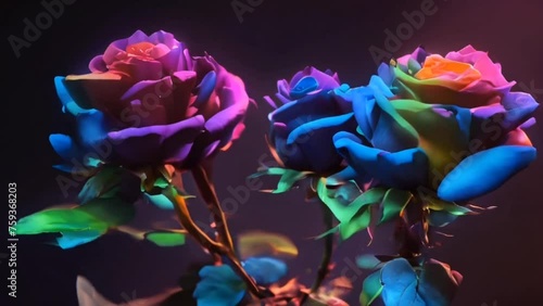 Wallpaper Mural The black and rainbow colorful neon glowing  rose in the space video, high quality resolution, beautiful flowers, Best Video 

 Torontodigital.ca