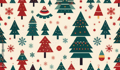 merry christmas background with trees and snowflakes or merry christmas trees and snowflakes or merry christmas background with trees or seamless christmas pattern © Rahmat 
