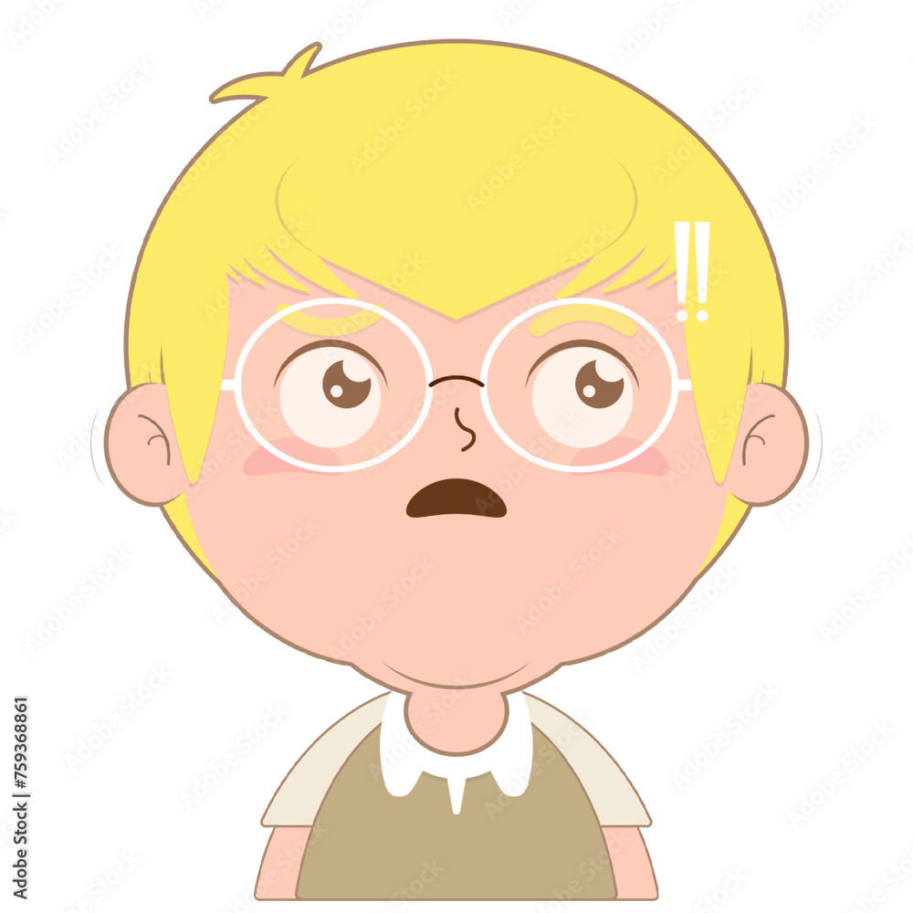 boy with glasses doubt face cartoon cute boy with glasses doubt face cartoon cute