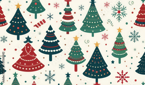 merry christmas background with trees and snowflakes or merry christmas trees and snowflakes or merry christmas background with trees or seamless christmas pattern © Rahmat 