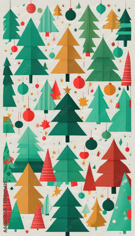 merry christmas seamless pattern or merry christmas tree seamless pattern or merry christmas seamless background or merry christmas wallpaper or flat design tree merry christmas