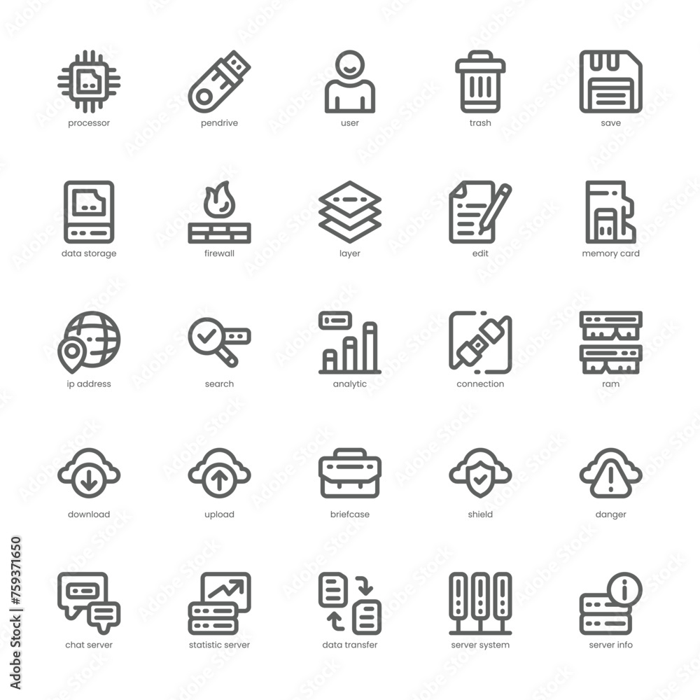 Data Storage icon pack for your website, mobile, presentation, and logo design. Data Storage icon outline design. Vector graphics illustration and editable stroke. Data Storage icon pack for your website, mobile, presentation, and logo design. Data Storage icon outline design. Vector graphics illustration and editable stroke.