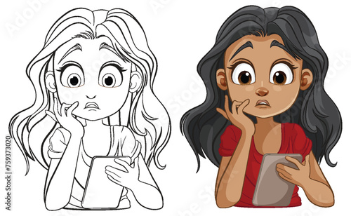 Vector illustration of a girl reacting with surprise