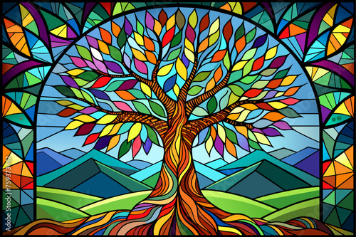 stained glass background is tree