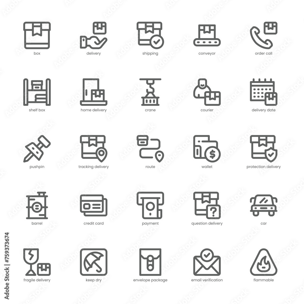 Delivery and Shipping icon pack for your website, mobile, presentation, and logo design. Delivery and Shipping icon outline design. Vector graphics illustration and editable stroke. Delivery and Shipping icon pack for your website, mobile, presentation, and logo design. Delivery and Shipping icon outline design. Vector graphics illustration and editable stroke.
