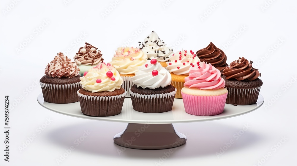 Set of cupcakes with icing isolated on white background Set of cupcakes with icing isolated on white background