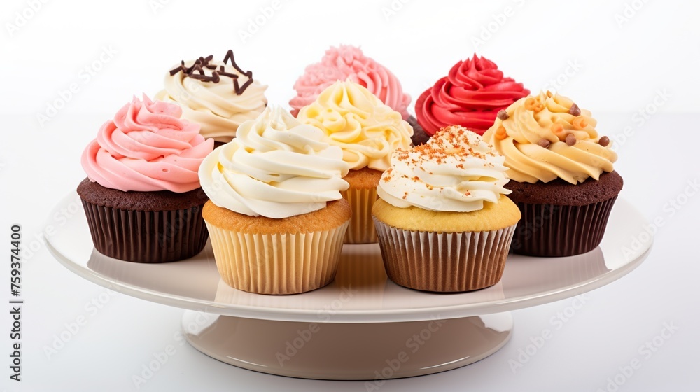 Set of cupcakes with icing isolated on white background 