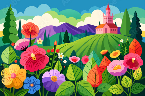 hollyhock flower garden background is