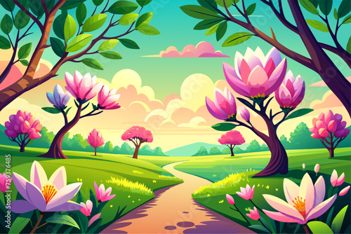 magnolia flower garden background is