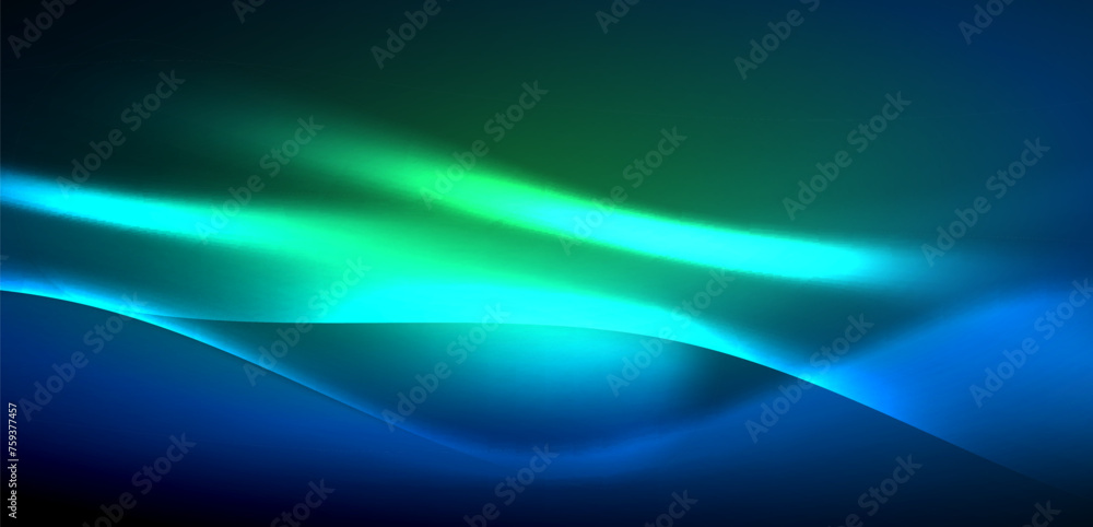 Dynamic waves in ethereal glow of neon lights. Concept merges fluidity of motion with vibrant allure of neon, crafting entrancing backdrop that embodies both vitality and futuristic sophistication Dynamic waves in ethereal glow of neon lights. Concept merges fluidity of motion with vibrant allure of neon, crafting entrancing backdrop that embodies both vitality and futuristic sophistication