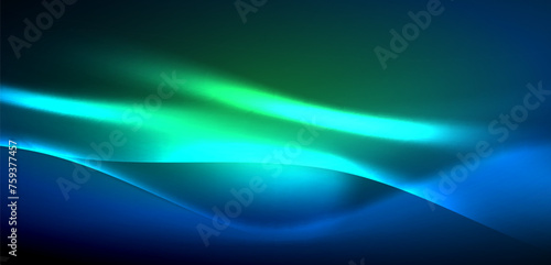 Dynamic waves in ethereal glow of neon lights. Concept merges fluidity of motion with vibrant allure of neon, crafting entrancing backdrop that embodies both vitality and futuristic sophistication