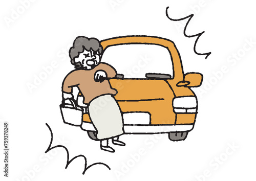 事故を起こしてしまった車のイラスト