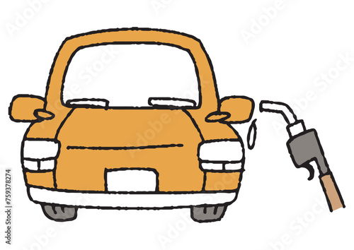 給油している車のイラスト