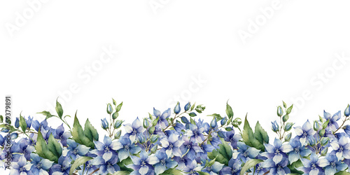 watercolor purple and blue flower with leaves Delphinium Flower with branch and leaves isolated on white background  corner border