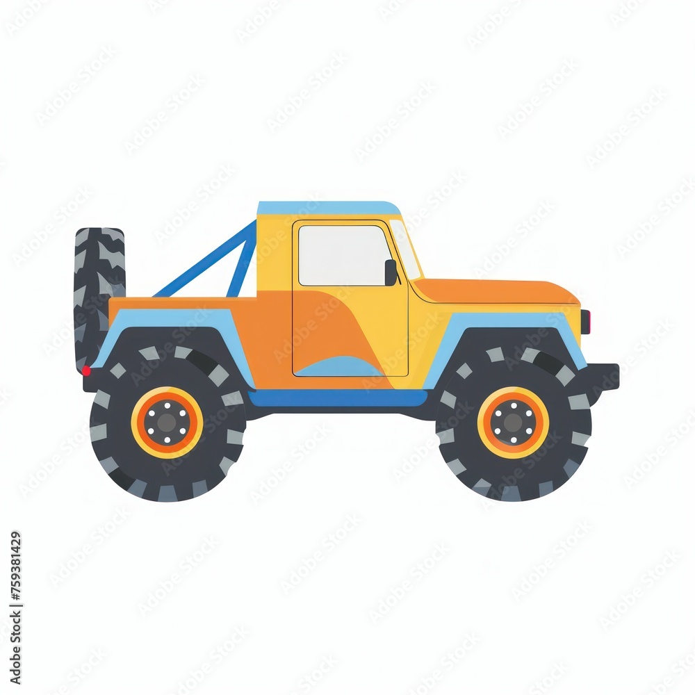 Fototapeta premium off road car flat illustration isolate on white background