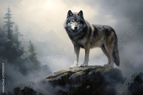 Dire Wolf - A Majestic Depiction of Extinct Canine Wilderness in Palaeolithic Era © Celia