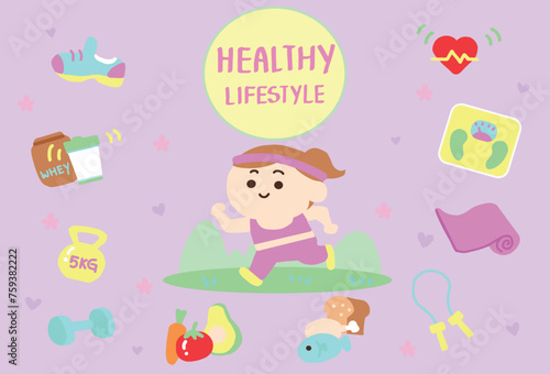 Healthy lifestyle illustration.