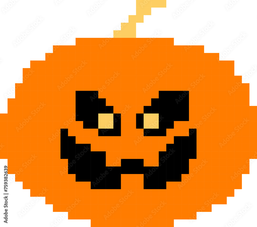 Pumpkin cartoon icon in pixel style Pumpkin cartoon icon in pixel style