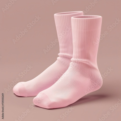 Pink blank sock mockup template for presesntation