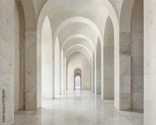 Grand cathedral arches in marble minimalist beauty in historical reverence