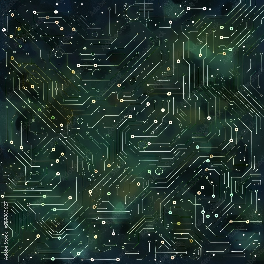 Microchip constellation on a PCB night sky a celestial tech theme for dreamy backgrounds Microchip constellation on a PCB night sky a celestial tech theme for dreamy backgrounds