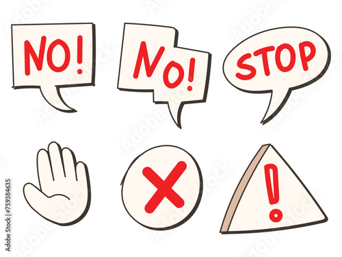 Say no, negative sign, rejection, disagreement, stop or denied concept