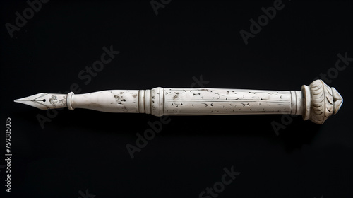 ancient pen on black background, concept of writing critical thinking  photo