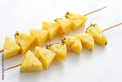Pineapple wedges served on a skewer as a summertime snack