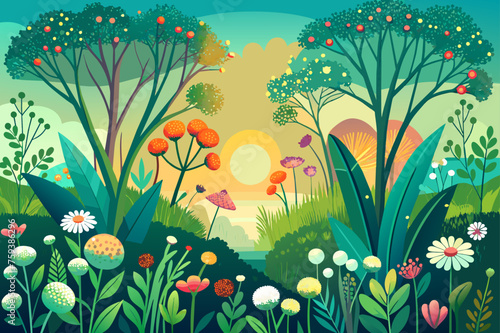 A tranquil scene of delicate baby's breath blooms swaying amidst lush greenery, creating a serene and ethereal ambiance.