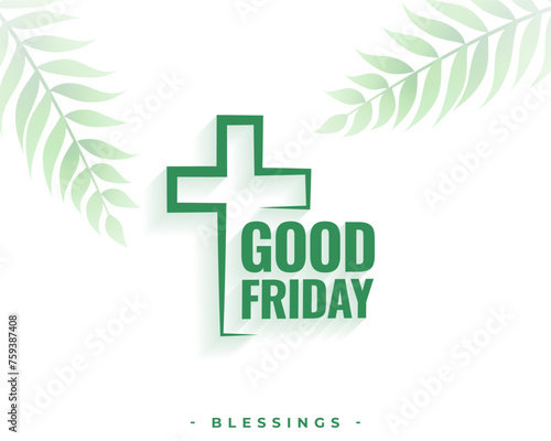 good friday religious background with cross and leaves design