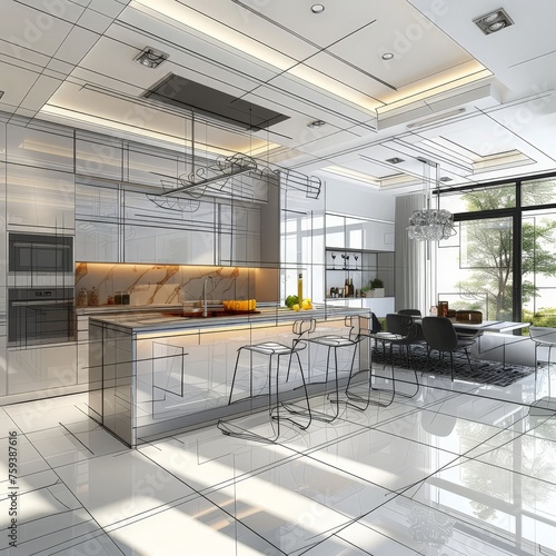 Luxury kitchen with a cutti...