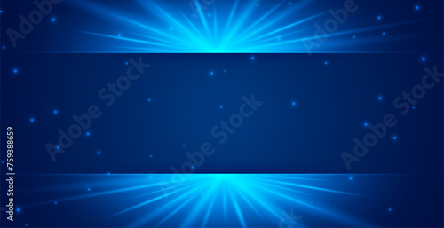 glowing light flare blue backdrop with text space