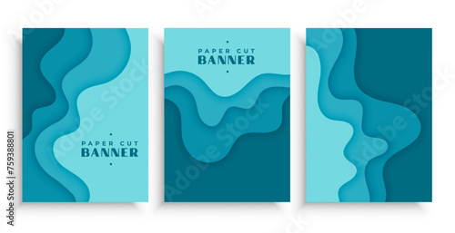 fluid style paper cutout pattern banner with smooth motion effect