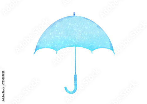 水色の傘の水彩イラスト素材