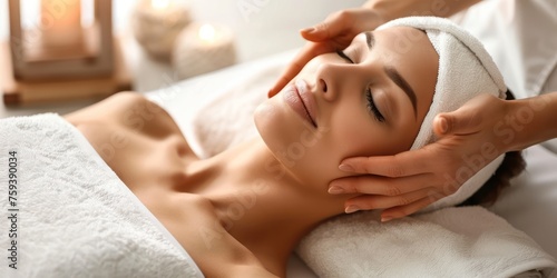 portrait of a person relaxing in a spa center med spa  photo