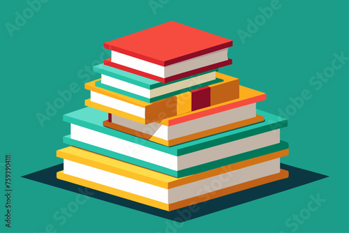 A selection of books of various sizes and colors stacked on top of each other.